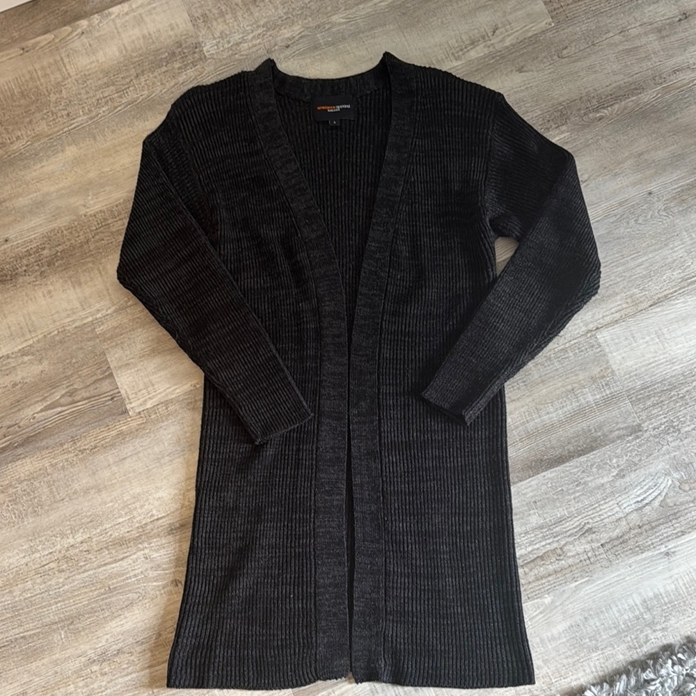 Ambiance Black Ribbed Cardigan Sweater